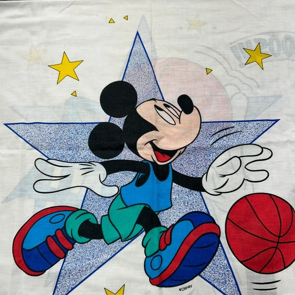 Disney Mickey Mouse Basketball Pillowcase 2-sided vintage Swoosh Fabric Cutter